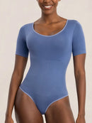 Body Modelador Manga Curta Azul