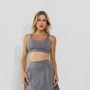 Top Fitness Poliamida Premium Recortes em Tecido Texturizado Chumbo TP1880