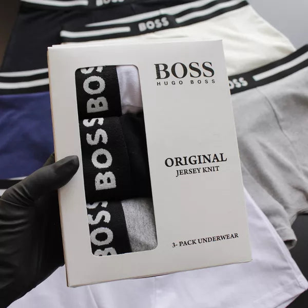 CUECA BOX MASCULINA BOSS - CÓS PRETO - CORES VARIADAS - PAGUE 3, LEVE 6