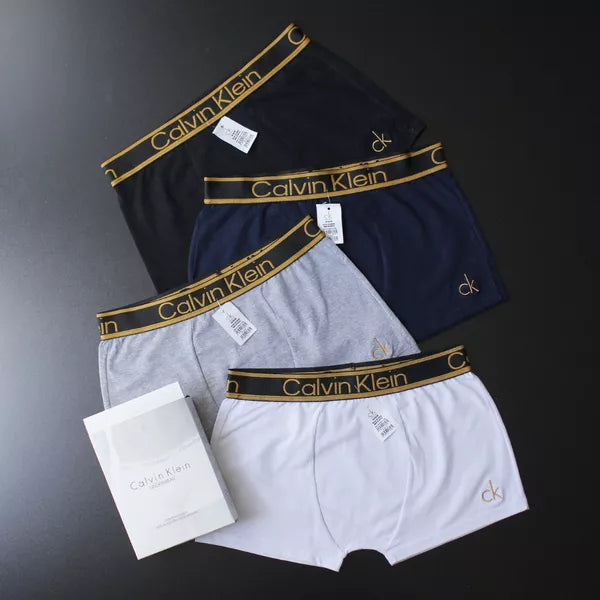 CUECA BOX MASCULINA CALVIN KLEIN - CORES VARIADAS - CÓS DOURADO - PAGUE 3, LEVE 5