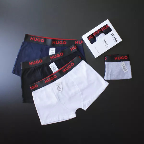 CUECA BOX MASCULINA H.BOSS - CORES VARIADAS - ESCR. VERMELHA - PAGUE 3, LEVE 6