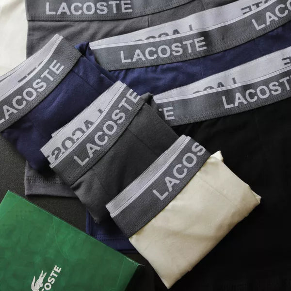 CUECA BOX MASCULINA LACOSTE - CORES VARIADAS - CÓS CINZA - PAGUE 3, LEVE 6