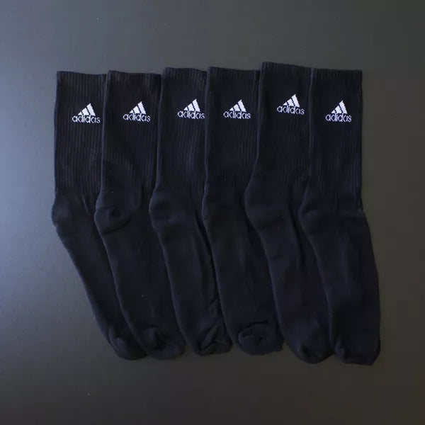 MEIA CANO ALTO ADIDAS - 3 PARES - CORES VARIADAS