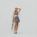 Top Fitness Poliamida Premium Recortes em Tecido Texturizado Chumbo TP1880